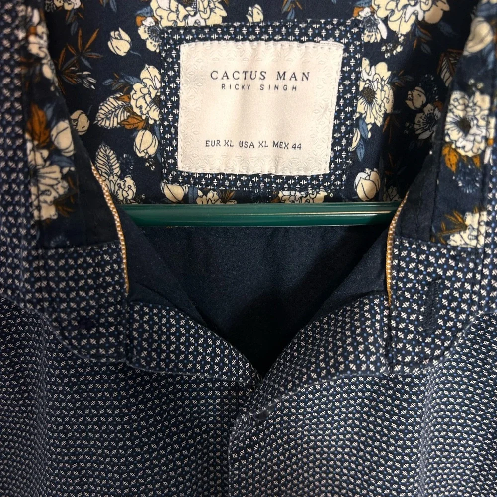Denim & Flower Cactus Man by Ricky Singh Button Down - Navy‎ Blue - Picture 2 of 4